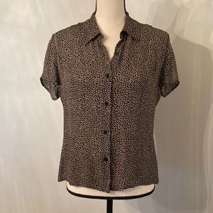 Ann Taylor 100% Silk Button Front Short Sleeve Top 6